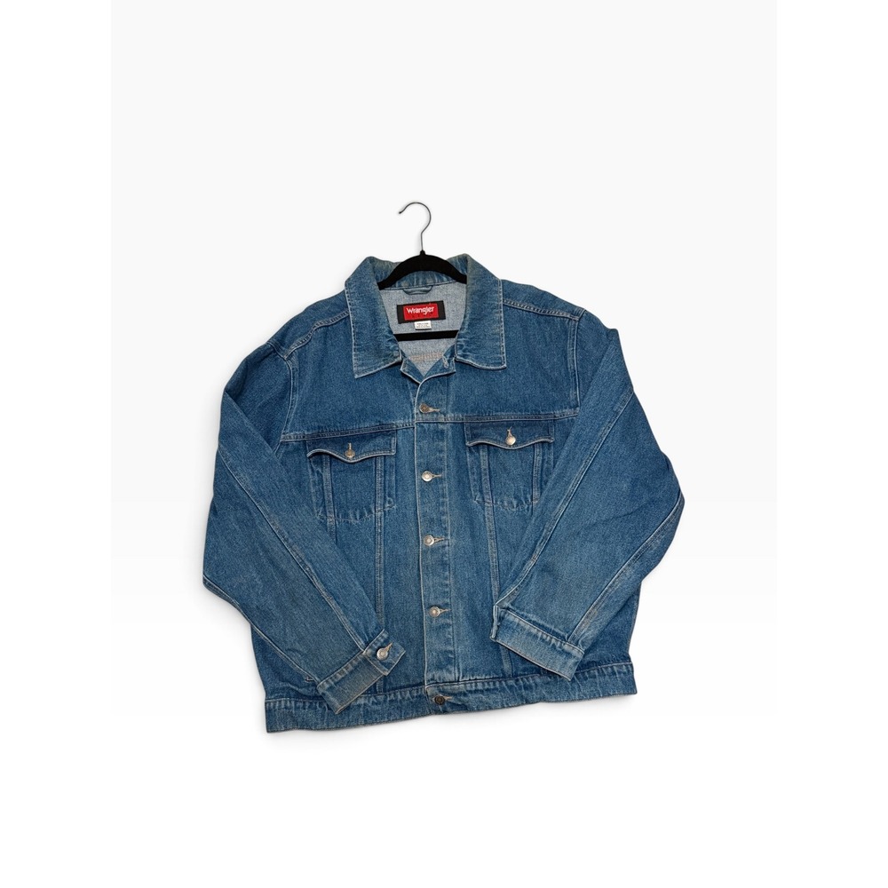Wrangler Denim Jacket Mens 2XL GUC Trucker Button Front 74714-WD 100% Cotton